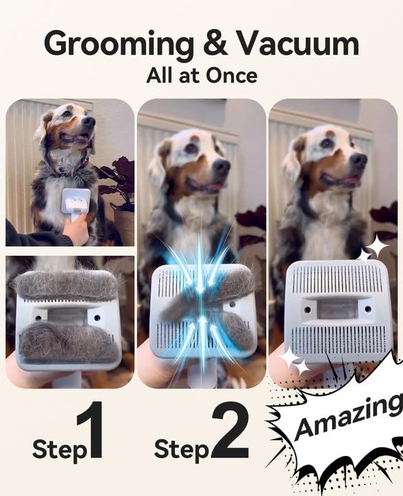 Oneisall Dog Hair Vacuum & Dog Grooming Kit, Pet Grooming Vacuum With Pet Clipper Nail Grinder, 1.5L Dust Cup Dog Brush Vacuum With 7 Pet Grooming Tools For Shedding Pet Hair, Home Cleaning