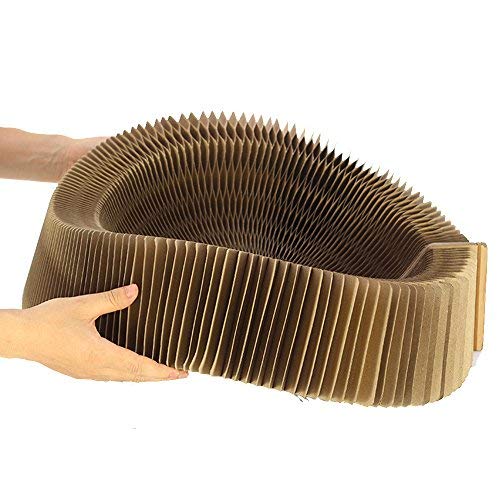BobbyPet Cat Scratcher Lounge Bed - Collapsible Beige Cardboard for Big Cats, Model BPCAT001