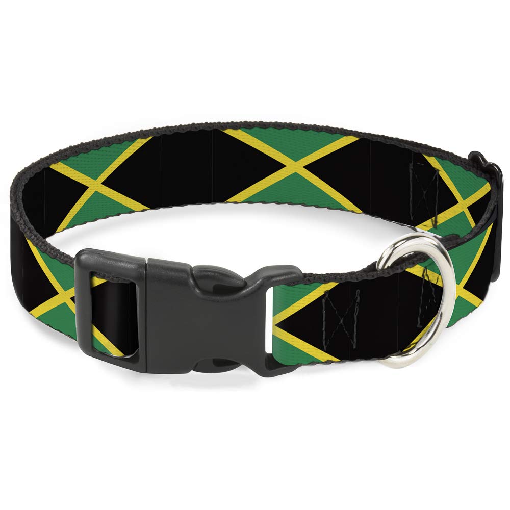 Buckle-Down Plastic Clip Collar - Jamaica Flags - 1/2 Wide - Fits 6-9 Neck - Small