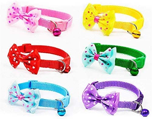 Psk Pet Mart Collar Adjustable BowTie With Bell For Dog, Cat And Puppy (Colour May Vary)  1 Unit, 33 X 1.0 Cm