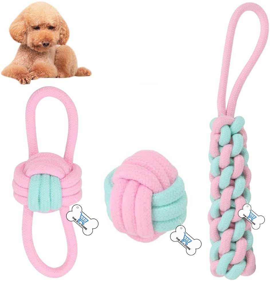 The Dds Store Dog Rope Toys Puppy Dog Chew Toys Puppy Teething Training Toy Set,3 Pieces Dog Interactive Toy Puppy Molar Toy For