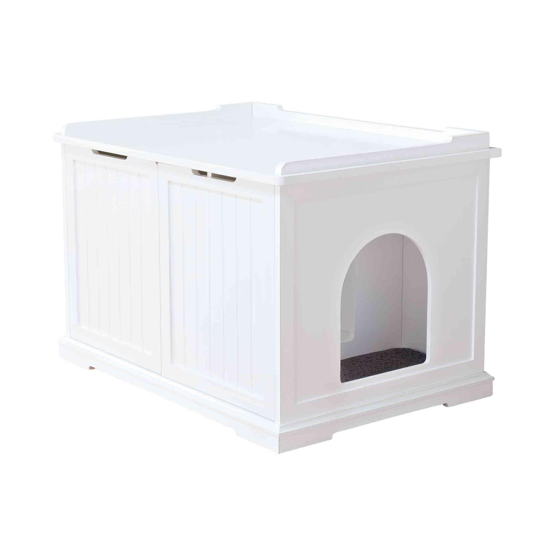Trixie Furniture Style Xl Cat Litter Box Enclosure, Hidden Cat Washroom, Side Table Pet Home, White