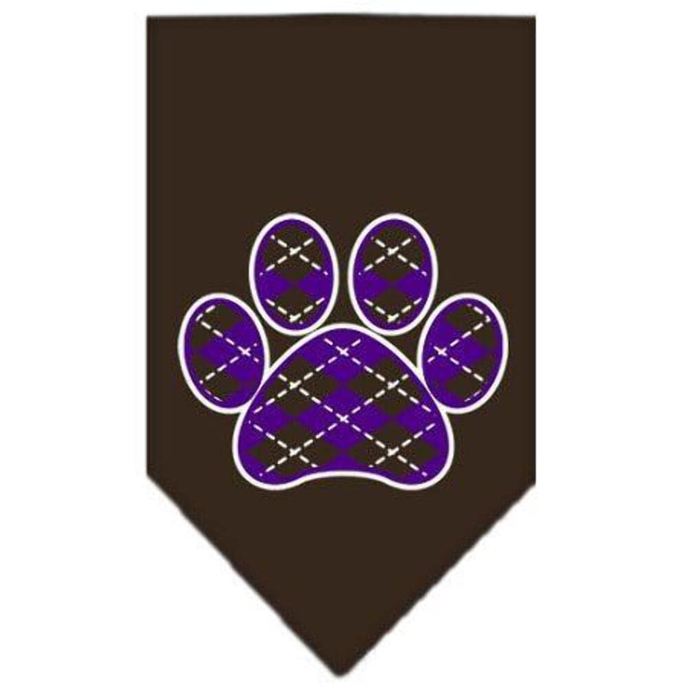 Mirage Pet Products Argyle Paw Purple Screen Print Bandana for Pets, Small, White
