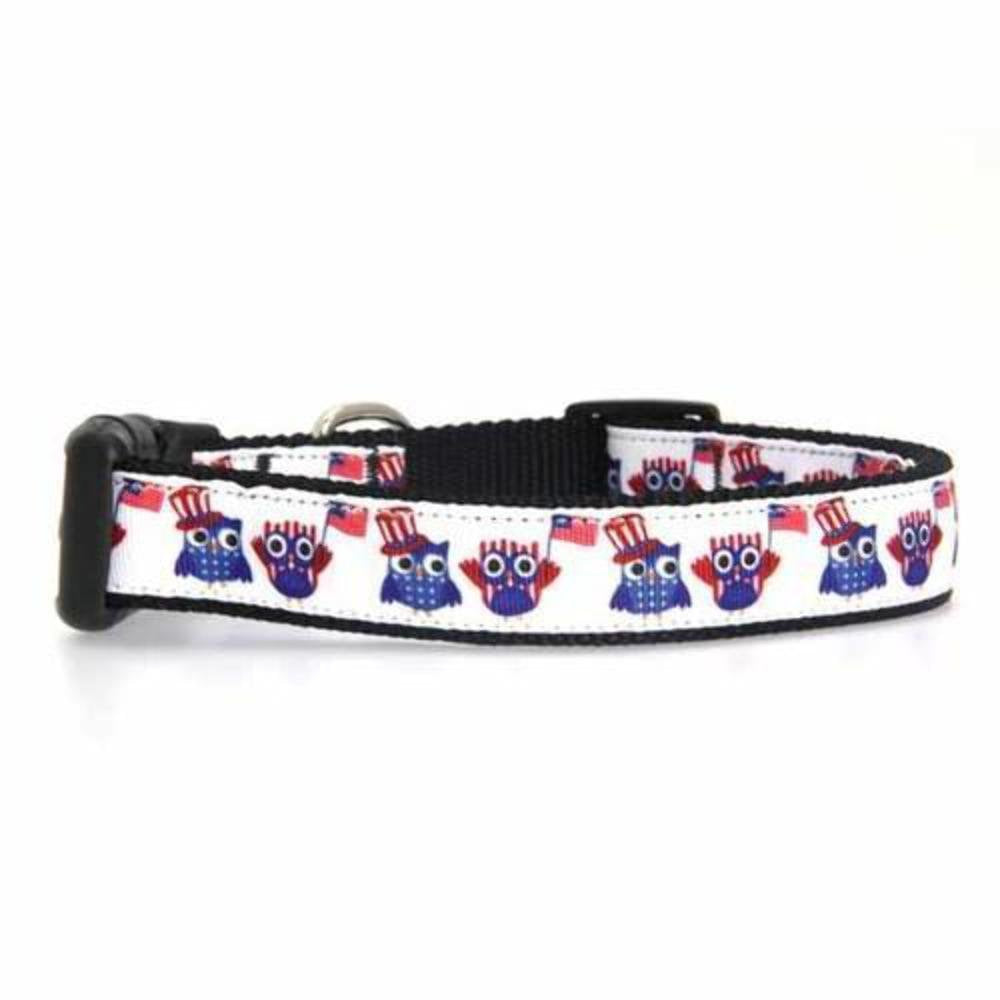 Pet Dog & Cat Nylon Collar or Leash, "American Owls" LG Collar