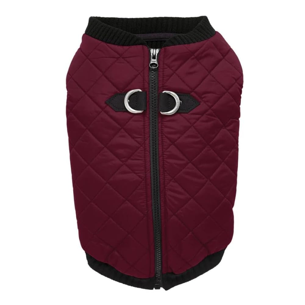 Gooby Fashion Vest Dog Jacket - Purple, Large - Warm Zip Up Dog Bomber Vest with Dual D Ring Leash - Winter Water Resistant Smal