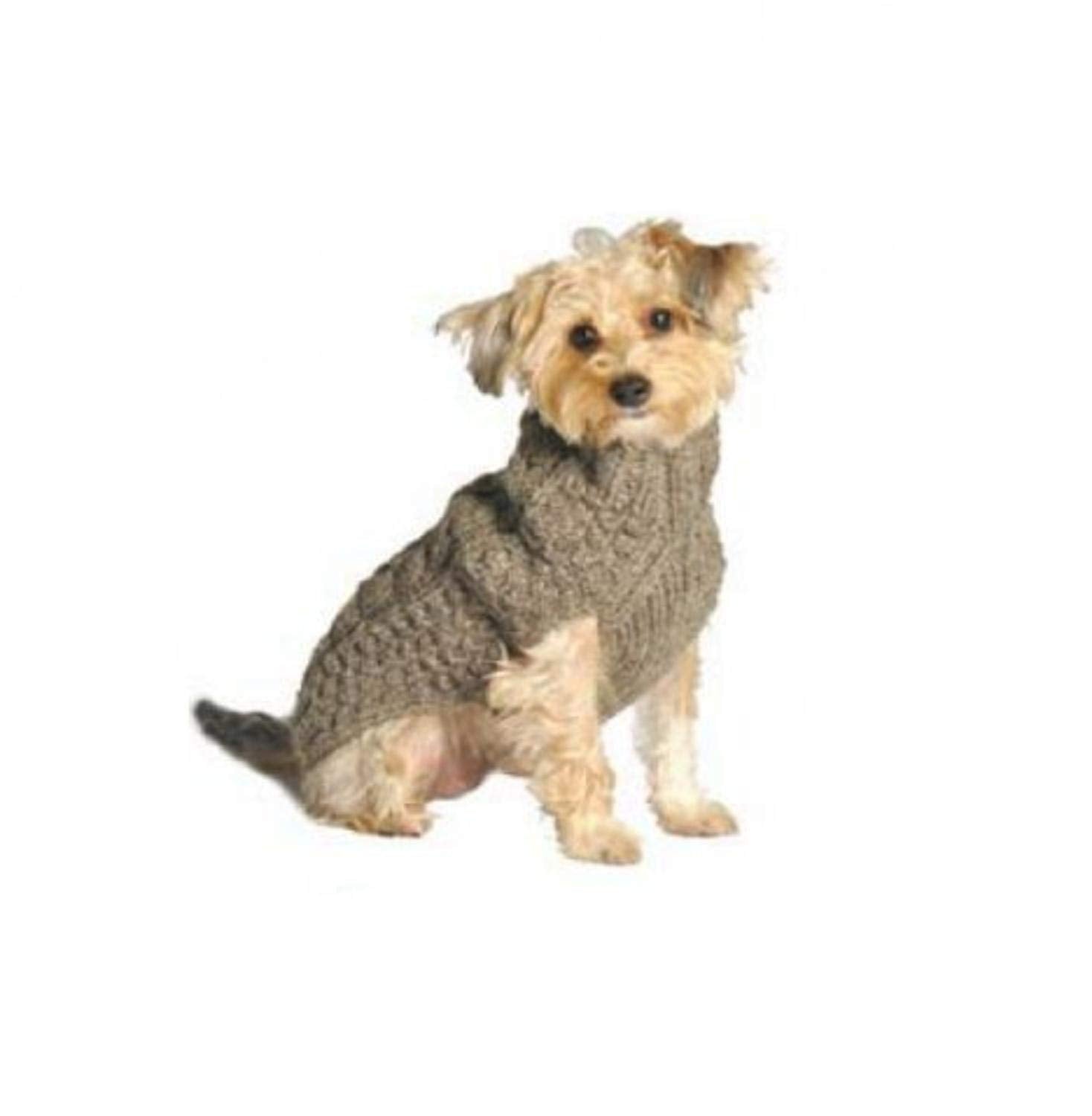 Chilly Dog Gray Cable Knit Dog Sweater (Large)