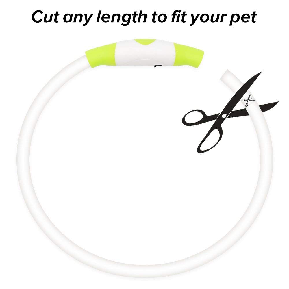 BSEEN LED Light Up Dog Collar, Rechargeable TPU, Green, 70cm, Model VQ-HQ9R-T7XR, Ideal for Night Walking