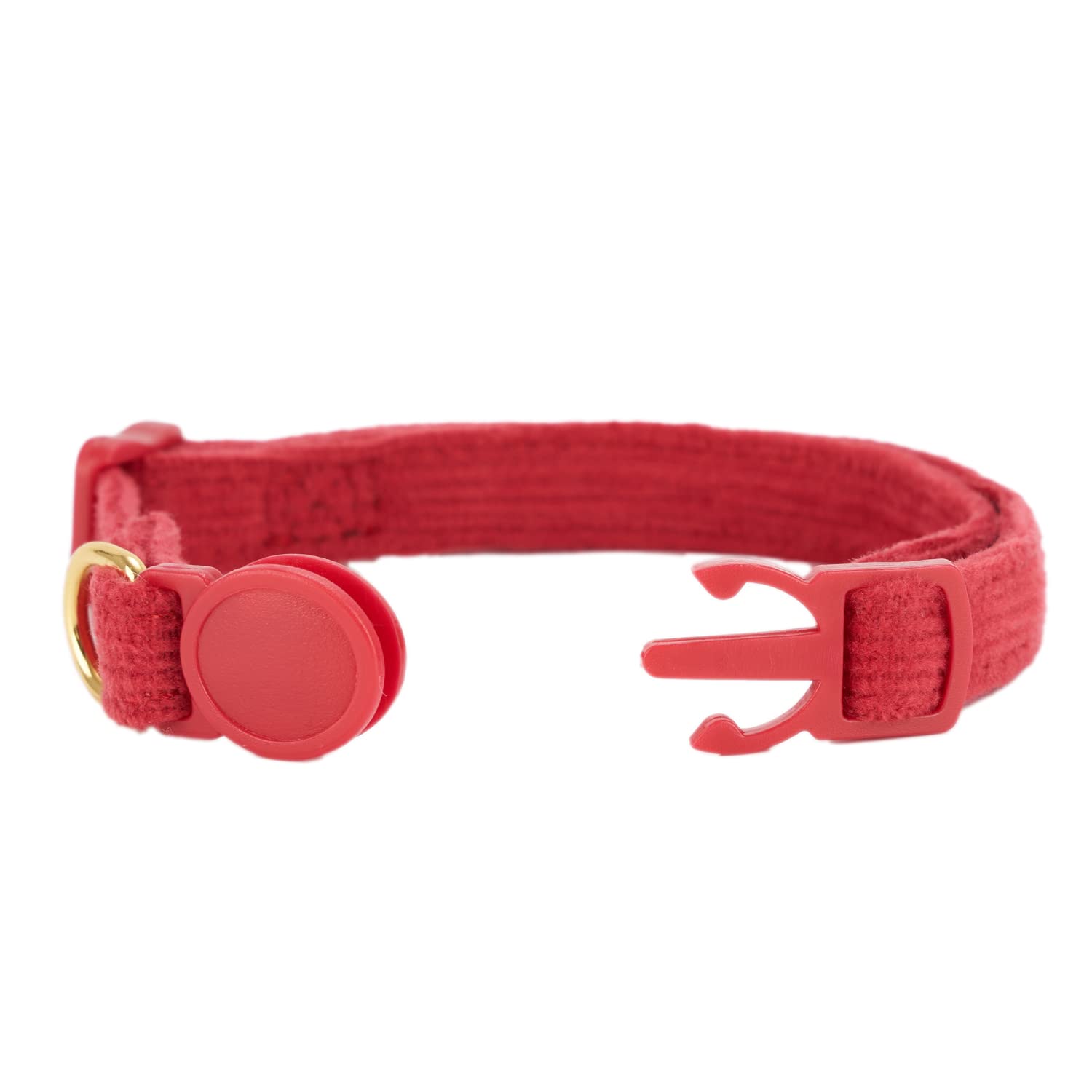 Petiry Soft Corduroy Cat Collar, Plaid Pattern, With Bell And Bowtie, Safety Breakaway Clasp, Adjustable For Kitten And Cats Red