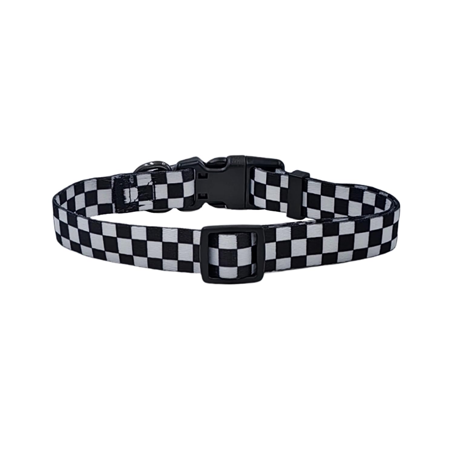 Olahibi Basic Dog Collar, Check Pattern, Polyester Material, 4 For Small Medium Large Dogs.(M, Check)