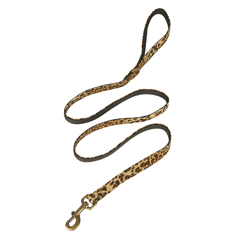 Petiry Dog Leash Leopard Pattern, 5 Feet Length, Durable Nylon With Ribbon For Small And Medium Dogs.(Small, Leopard Leash)