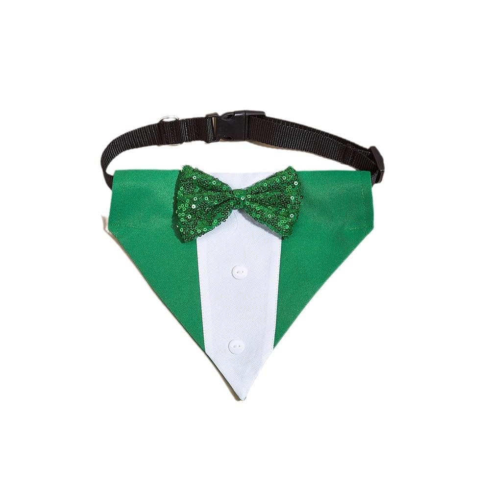 Bnibol Tuxedo Dog Collar For Wedding Engagement Birthday St. Patrick'S Day, Formal Bandana Collar Costume With Bow Tie And Adjus