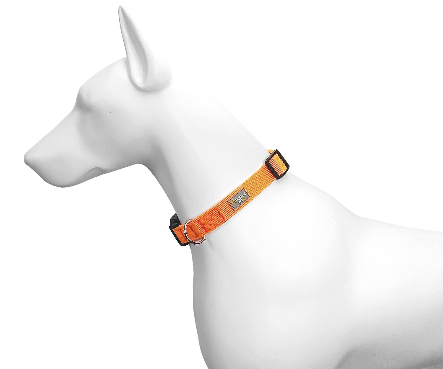 PENSEEPET Dog Collar Orange Basic Adjustable Dog Collars with Breathable Quick Release Nylon Pet Collar for Puppy Small Medium L