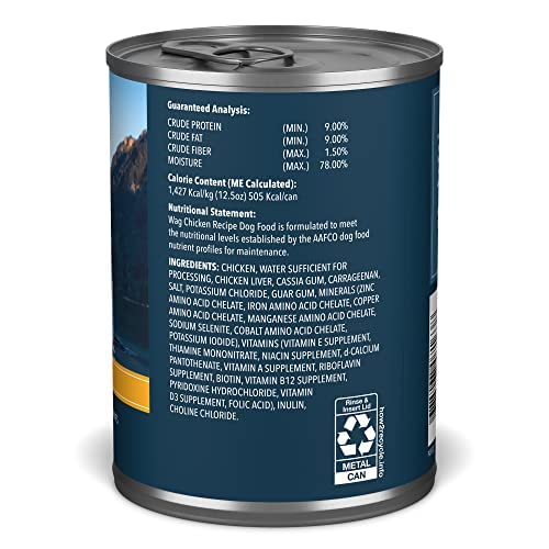 Amazon Brand - Wag Pate Canned Dog Food, Chicken Recipe, 12.5 Ounce (Pack of 12)