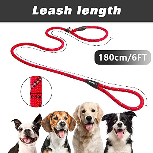 Petifine Slip Lead Dog Leash,6Ft X 3/8 '' Reflective Durable Dog Training Leash, Heavy Duty Adjustable Nylon Dog Rope Leash Slip