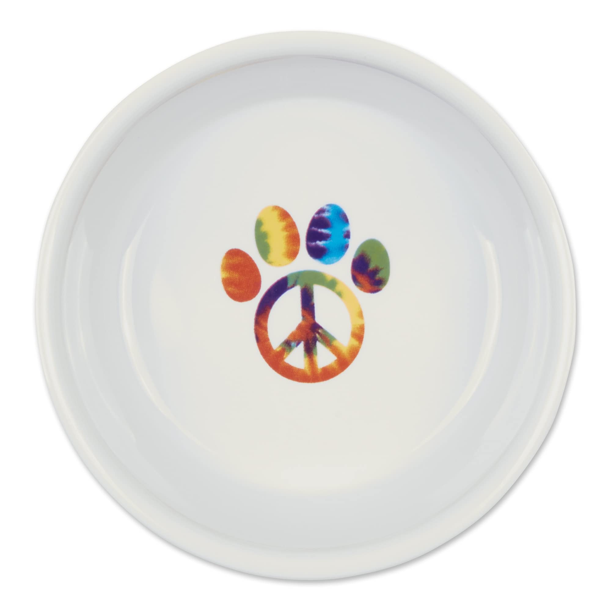 DII Pet Bowl Peace Paw, Small 4.25Dx2H (Set of 2)