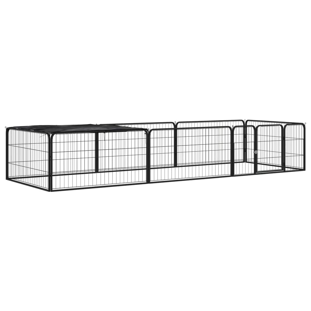 vidaXL 8 Panel Dog Playpen for Medium and Large Breeds Weatherproof Scratch Resistant Outdoor Kennel 118.1 x 39.4 x 19.7 in Blac