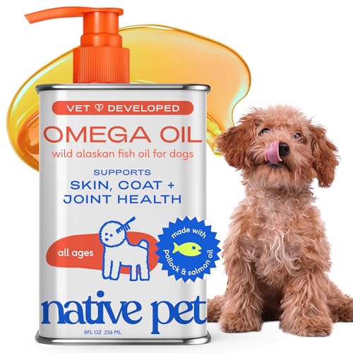 Native Pet Omega 3 Fish Oil for Dogs & Cats - Promotes Healthy Skin, Shiny Coat, & Strong Joints - Made with Wild Alaskan Salmon
