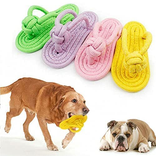 PSK PET MART Dog Cotton Rope Dog Toy Slipper Shoes Shape Pet Dog Biting Chew Pet Toy  1 Piece  Color May Vary