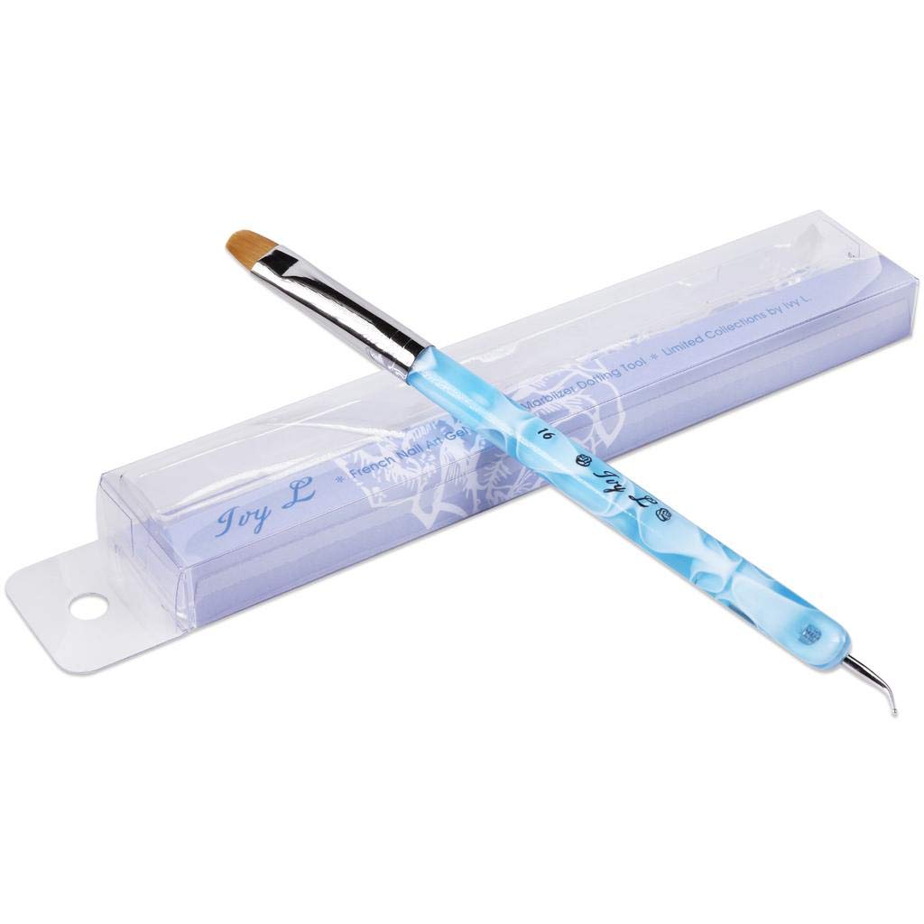 Ivy L 2- Way French Gel Acrylic Nail Art Kolinsky Brush With Dotting Tool For Professional Manicure Cuticle Clean Up Nail Art De