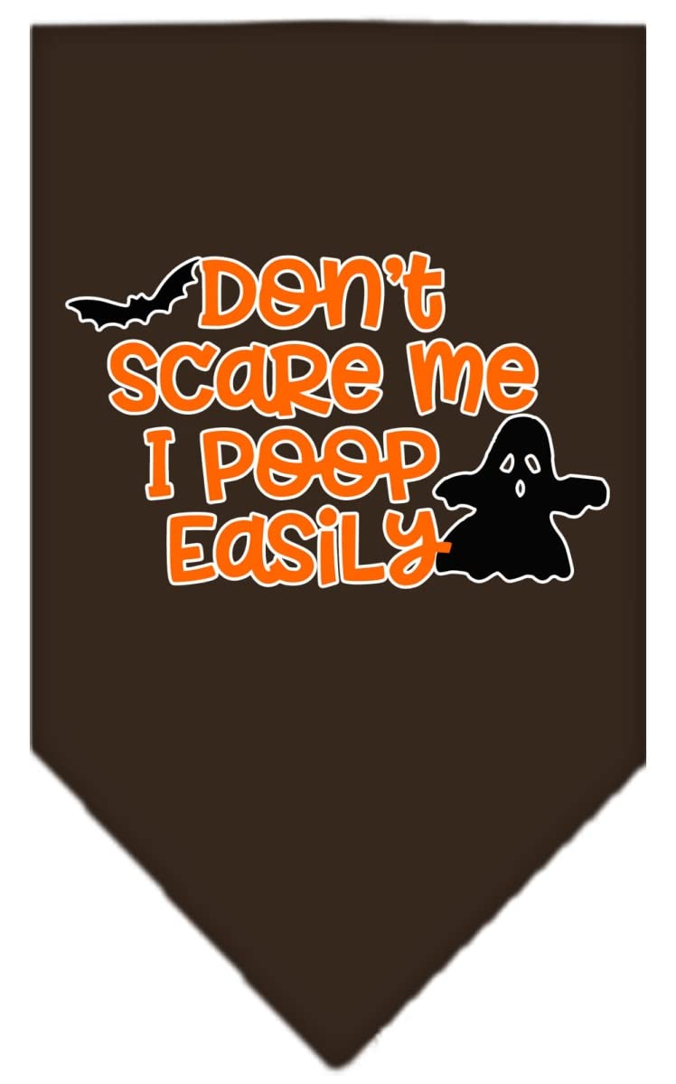 Halloween Pet and Dog Bandana Screen Printed, "Don't Scare Me, I Poop Easily" Cocoa Large