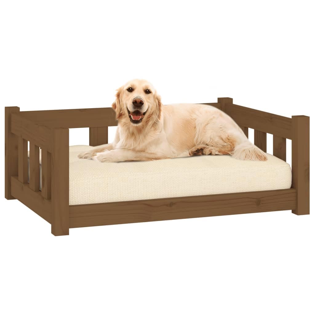 Vidaxl Solid Pinewood Dog Bed - Comfortable Pet Sofa With Supportive Sidewalls, Honey Brown, Perfect For Living Room, Bedroom, Patio - 29.7'X21.9'X11'