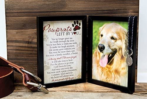 Pawprints Left by You Memorial Frame - Black Dog Sympathy Gift, 1 Count, Model 6070, with Touching Pawprints Poem for Pet Loss Remembrance