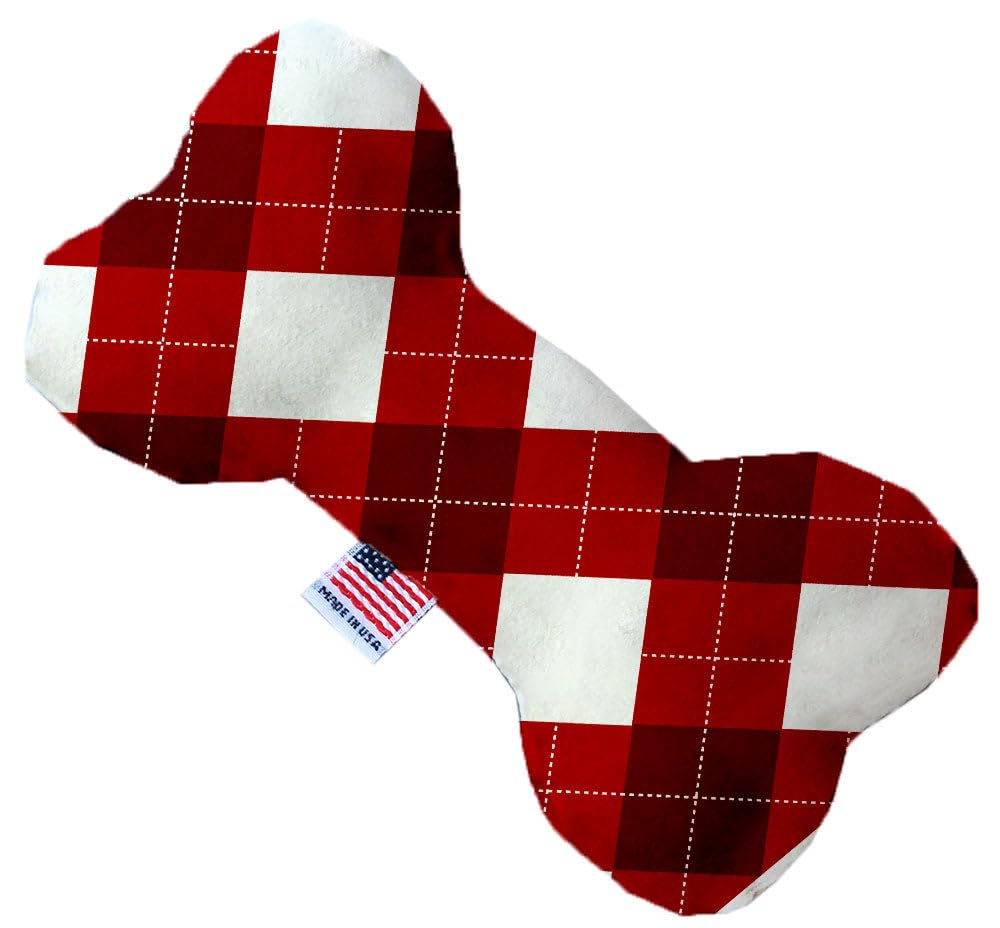Pet and Dog Plush Heart or Bone Toy, "Christmas Patterns Group" (Available in different sizes, and 11 different pattern options!) Candy Cane Argyle 10" Plush Bone