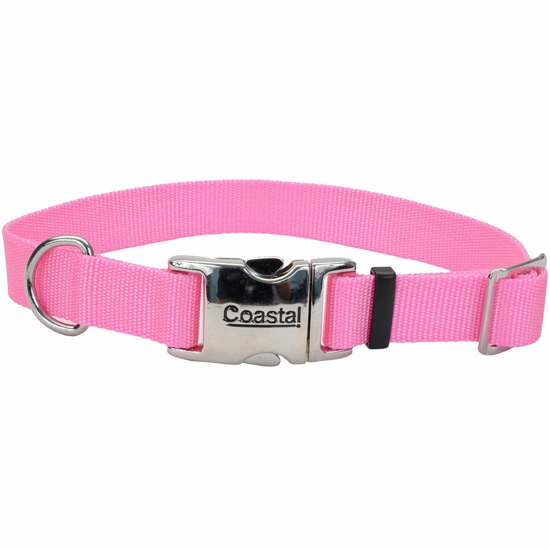 Coastal Pet Adjustable Dog Collar With Metal Buckle - Comfortable Fade-Resistant Dog Collar With Snap Lock - Perfect For Walking & Tie Outs -Pink Bright - 1' X 18' - 26'