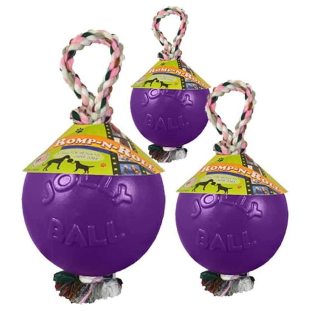 Jolly Pets Romp-N-Roll Rope And Ball Dog Toy, 6 Inches/Medium, Purple