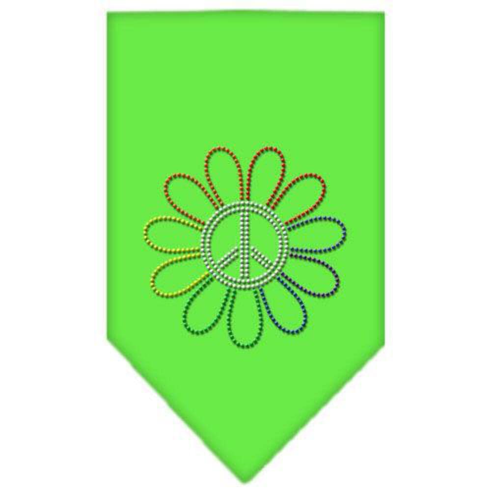 Mirage Pet Products Rainbow Peace Flower Rhinestone Bandana, Large, White