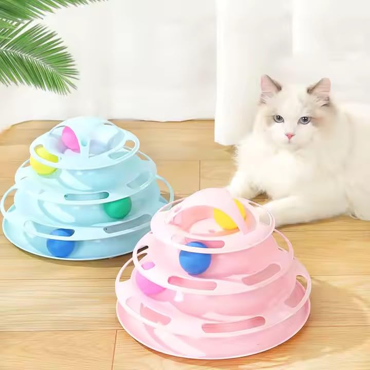 Cat Toy Track Turntable (4 Tier) Interactive - Engaging Puzzle Play Plate for Cats & Small Pets. Pista de Juguete para Gatos con