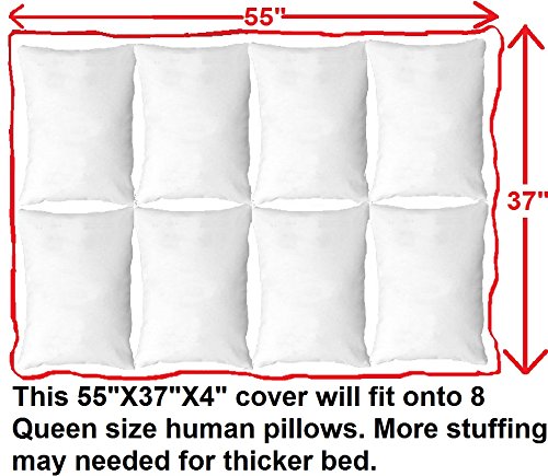 Dogbed4less DIY Durable Blue Denim Pet Bed External Duvet Cover and Waterproof Internal Case for 55X37X4 XXL Dog Bed - Replaceme