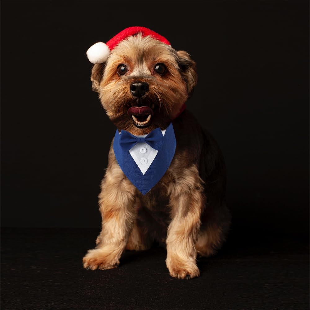 Dogtact Wedding Bandana, Formal Tuxedo Adjustable Pet Collar With Bow, Dog Wedding Clothing For Small, Medium And Large, Birthda