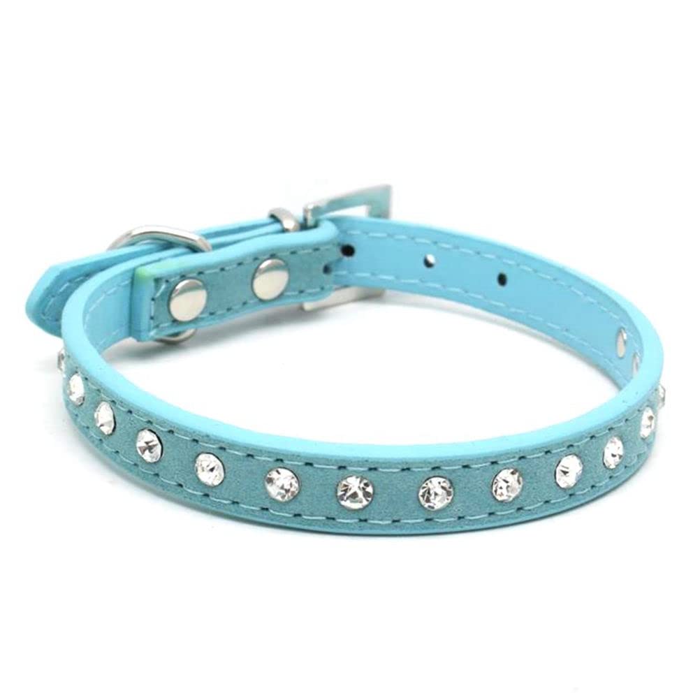 Puppy Collar With Bling Diamond, Pretty Crystal Sparkly Rhinestone Glitter Jewel Girls Cat Collars For Xxs Xs Small Medium Pet Female Dogs Boys Kitten, Blue S