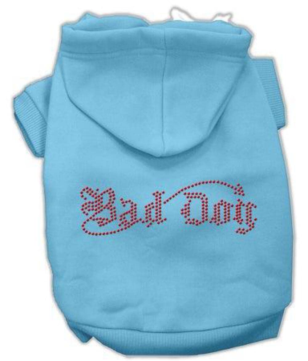 Pet, Dog & Cat Hoodie Rhinestone, "Bad Dog" Baby Blue LG (10-14 lbs.)