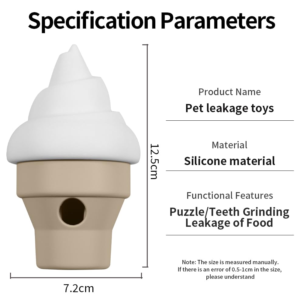 Dog Enrichment Toys Silicone Ice Cream Shape Lightweight Resistant Interactive Treat Dispensing Dog Puzzle Toy Dental Cleaning a