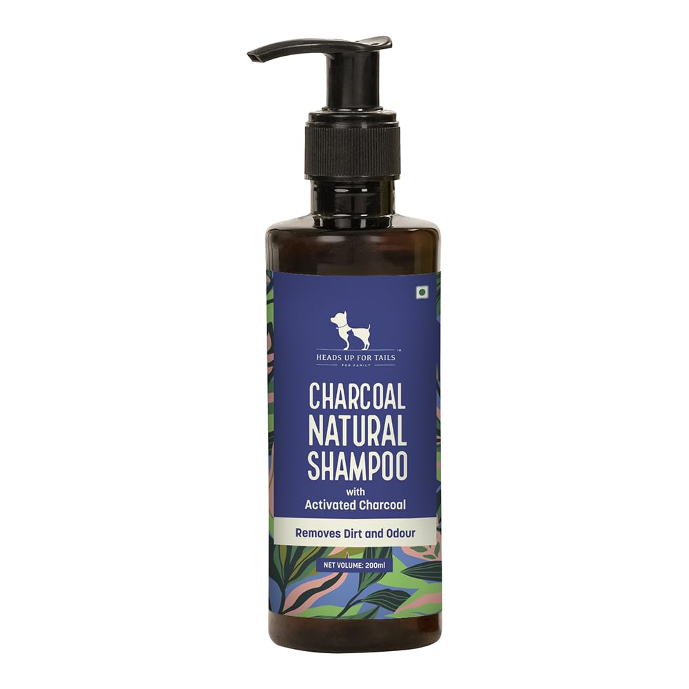 Huft Natural Charcoal Shampoo For Dogs (Over 12 Weeks) | Deodorising, Deep Cleaning & Coat Care | Ideal For Labrador, Shih Tzu, 