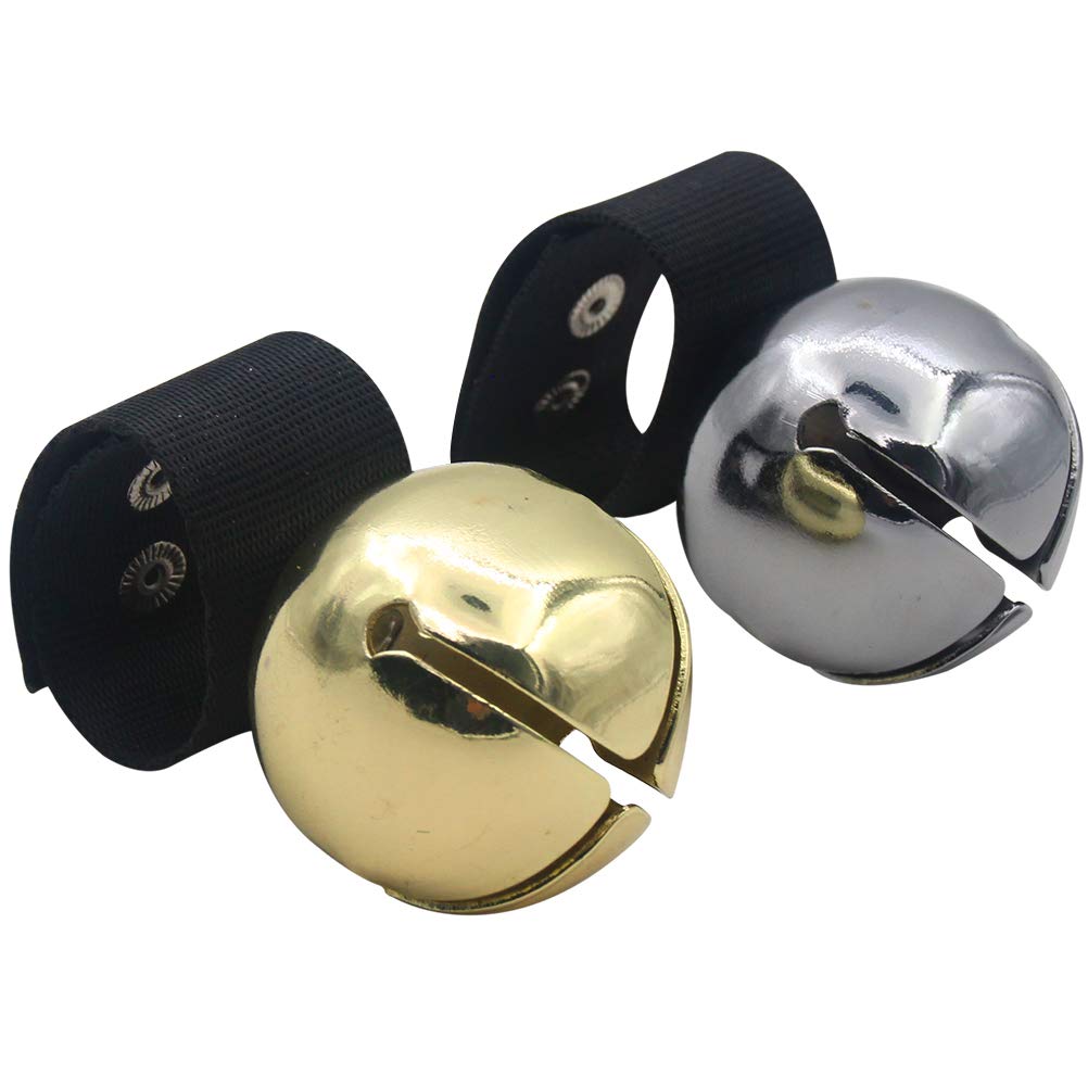 SCENEREAL Large Dog Collar Bell - 1.5" Extra Loud Metal Dog Bell - Gold/Silver - 2 Pack for Training, Hiking, Walking, Hunting