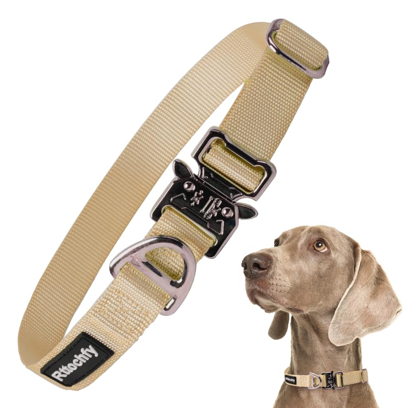 Rttochfy Premium Tactical Dog Collar, Adjustable And Quick-Release Metal Buckle, Heavy Duty Dog Collar For Small Medium, And Lar