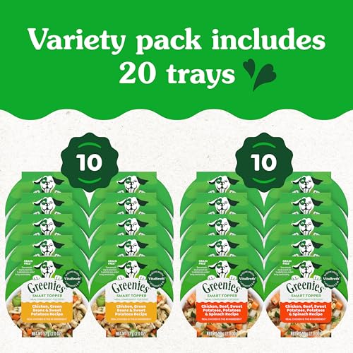 Greenies Smart Topper High Protein Wet Mix-in for Dogs, Chicken, Green Beans, and Sweet Potatoes Recipe & Chicken, Beef, Sweet P