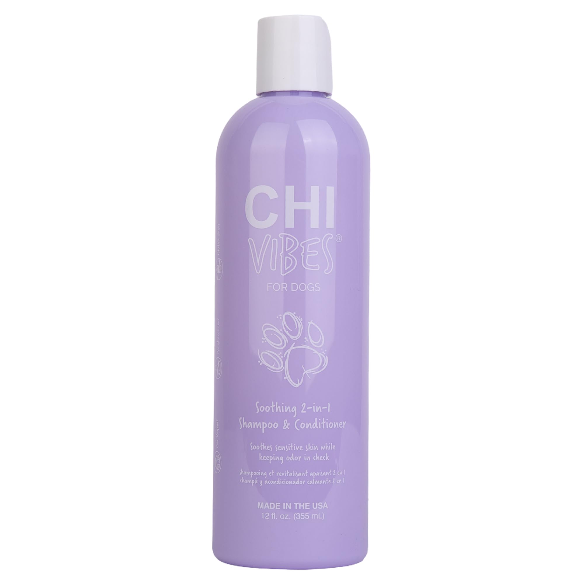 CHI Vibes for Dogs Soothing 2 in 1 Dog Shampoo and Conditioner Sensitive Skin Cleanser Dog Deodorizer for Puppies and Adults Veg