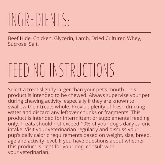 Better Belly Proteins With Real Lamb Twists, Digestible Rawhide For Dogs, 25 Count