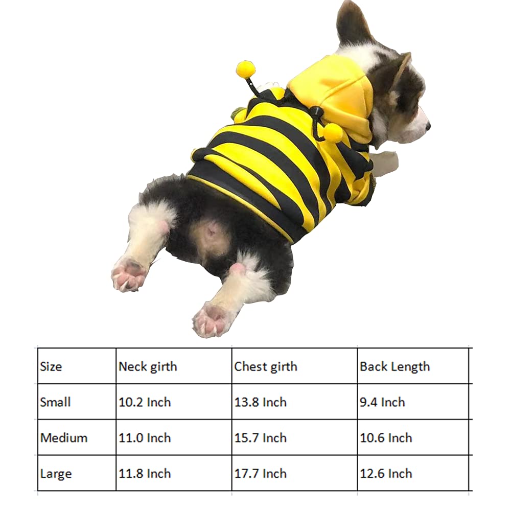 Anelekor Funny Dog Hoodies Sweatshirt Holiday Cat Sweater Warm Dog Clothes For Small Dog Yellow Cat Outfit Puppy Hooded Coat Pet Bee Costume For Halloween Christmas (Yellow,Medium)