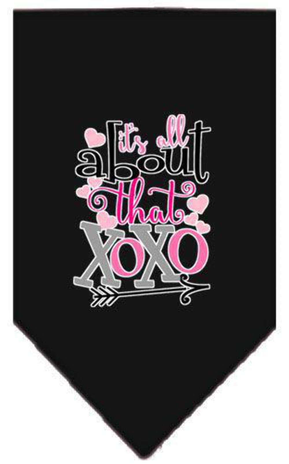 Pet and Dog Bandana Screen Printed, "It's All About That XOXO" Red Large