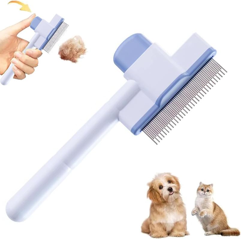 Bohobark Cat Brush With Release Button SelfCleaning Pet Grooming Brush For Shedding Tangles & Removal Loose Hair For Dogs Cats 
