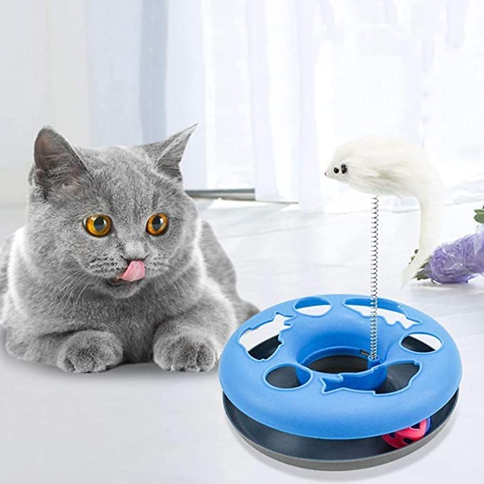 Bohobark Interactive Happy 360 Motion Circle With Ball Bell And Teasing Stick Elastic Cat Toy To Exercise And Inside Spinning Ba