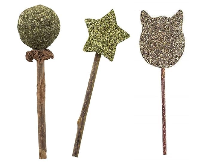 D&C Paws Cat Wand With Catnip Cat Teaser Toys Chewing Toy Molar Toy Cat Chasing Toy Teeth Cleaning Dental Toy Cat Treats Interac