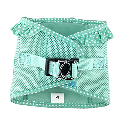 Doggie Design No Choke Dog Harness - Simple Step-In And Go Dog Vest For Small, Medium, And Large Breeds - Breathable Mesh Polyester Pet Harness - Teal Polka Dot - M