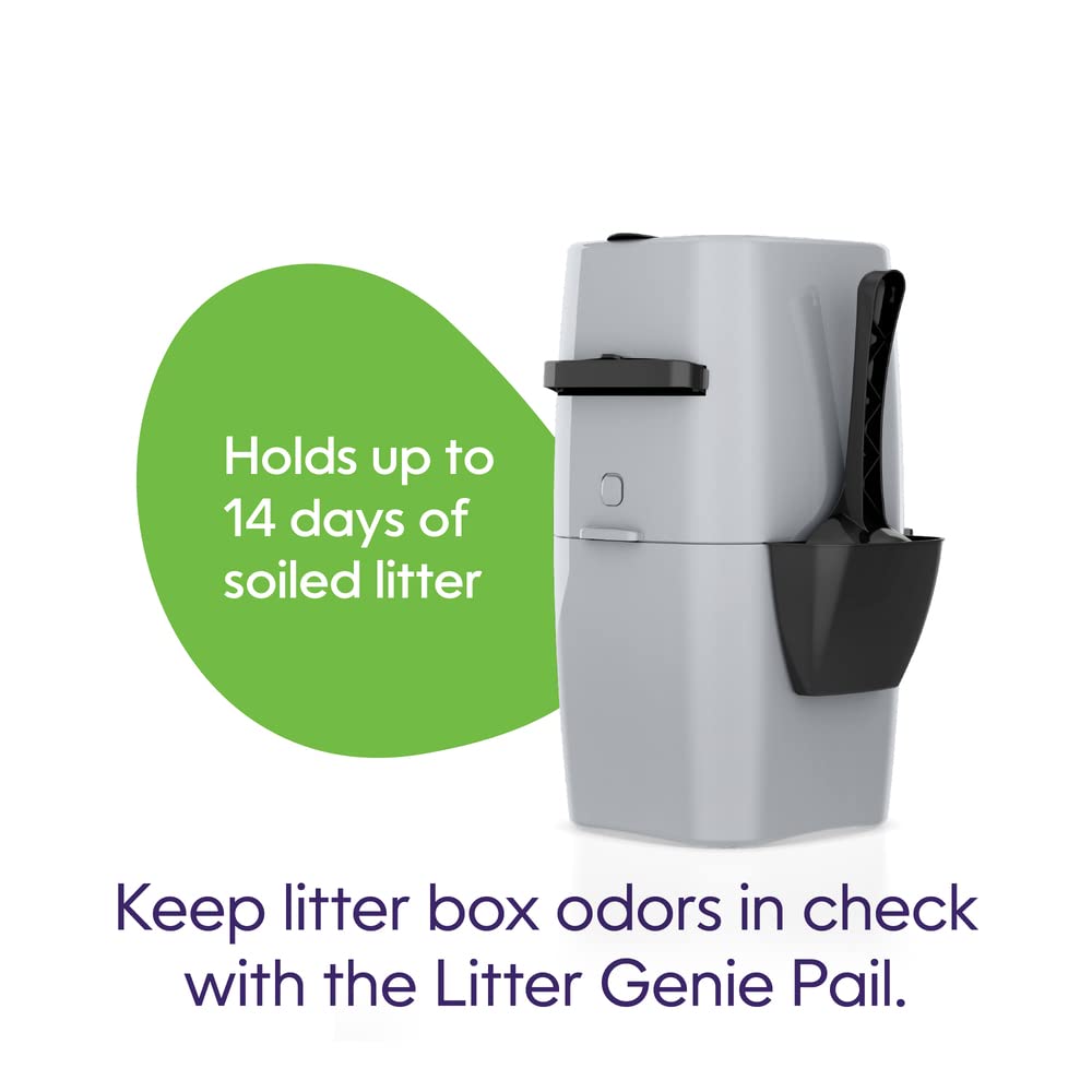 Litter Genie Standard Pail (Silver) | Cat Litter Box Waste Disposal System For Odor Control | Includes 1 Square Refill Bag