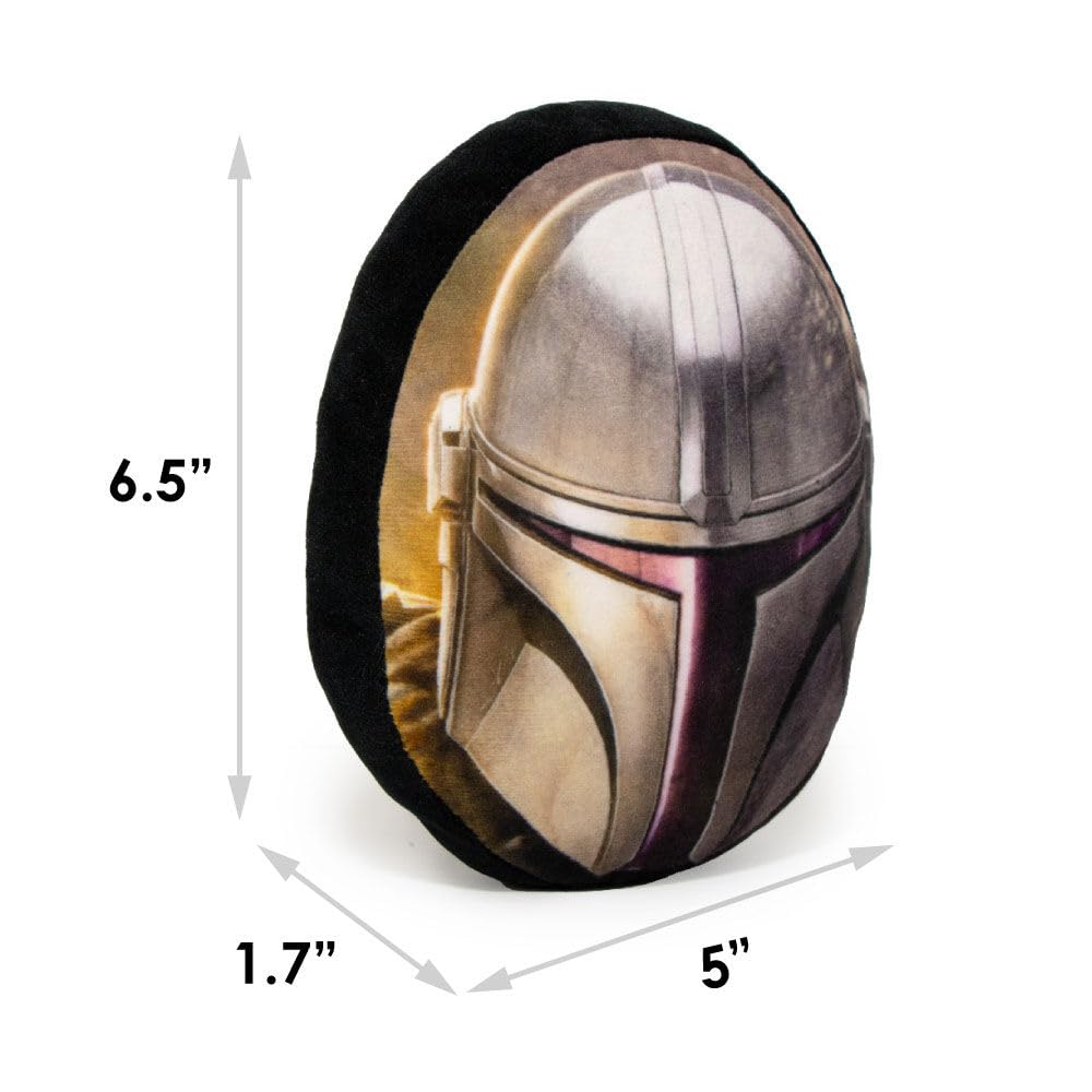 Buckle-Down Dog Toy, Mandalorian, Plush Squeaker Star Wars The Mandalorian Helmet, 8 x 8 (DTPT-SWBFJ)